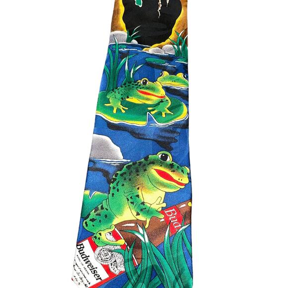 Vintage Budweiser Tie BUD WEIS Errrr Commercial Beer Frogs 1998 Anheuser Busch - Picture 4 of 12